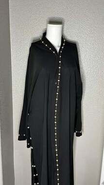 Al Najma 1pc Pearl Beaded Belted Abaya